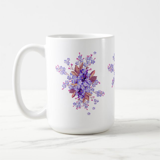 Taza De Café Lilac olvido-me-not Boda de flores (Izquierda)