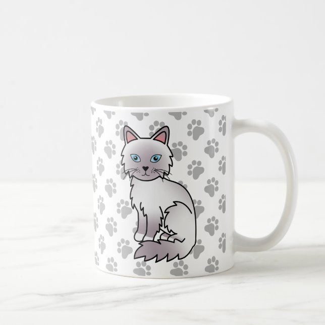Taza De Café Lilac Point Birman / Ragdoll Cute Cat & Paws (Derecha)