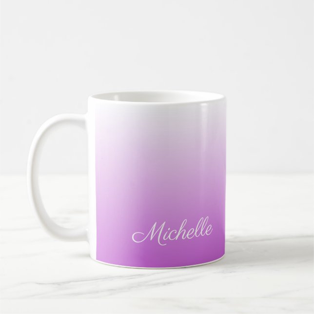 Taza De Café Lilac púrpura oscuro nombre personalizado (Izquierda)