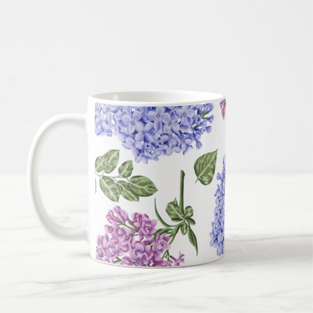 Taza De Café Lilacs color agua violeta púrpura (Izquierda)