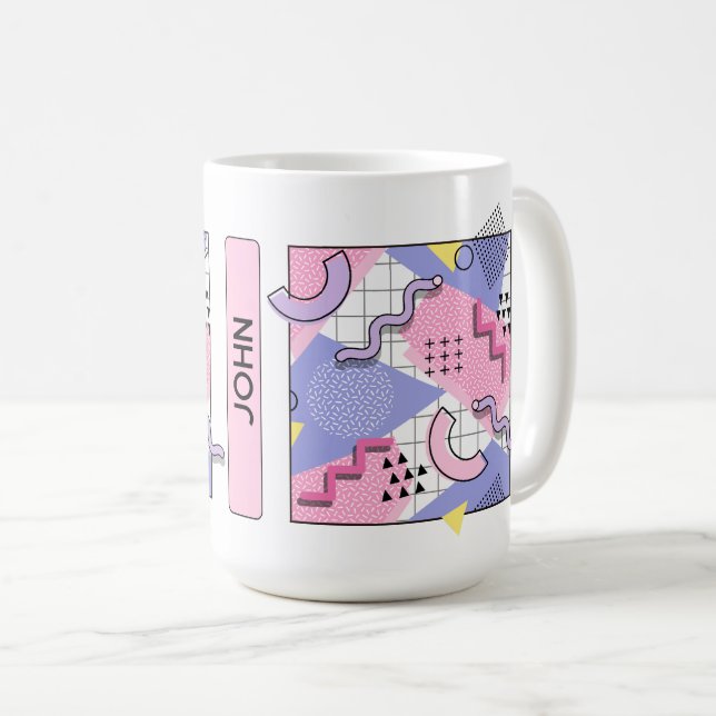 Taza De Café Lílago rosa activo de Memphis 80 (Anverso derecho)