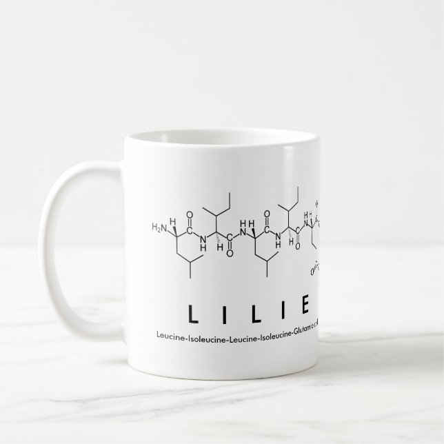 Taza De Café Lilie peptide name mug (Izquierda)