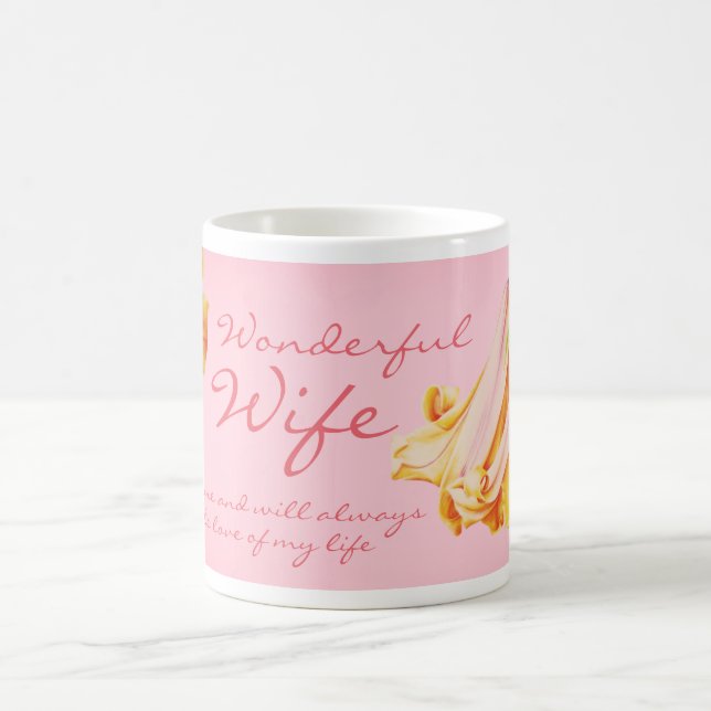 Taza De Café Lilies arte "Esposa Maravillosa" versículo naranja (Centro)