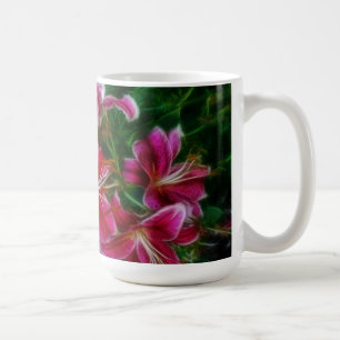 Taza De Café Lilies Rosados Impresionante Arte De Pintura Flora