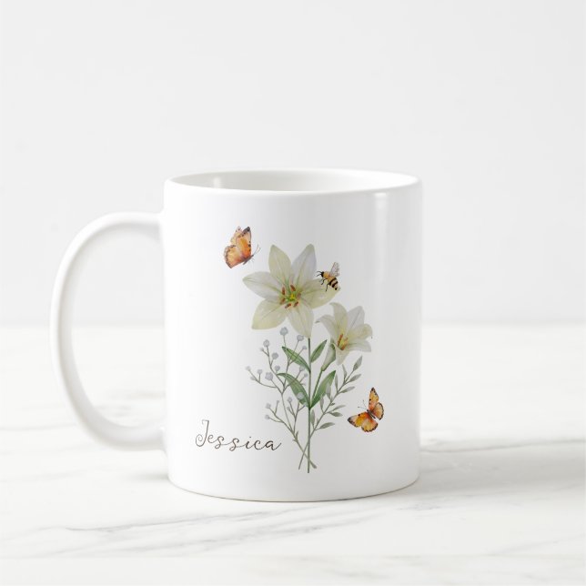 Taza De Café Lily Birth Month Flower (Izquierda)