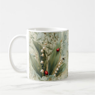 Taza De Café Lily de los Valles Lady Bug Floral  
