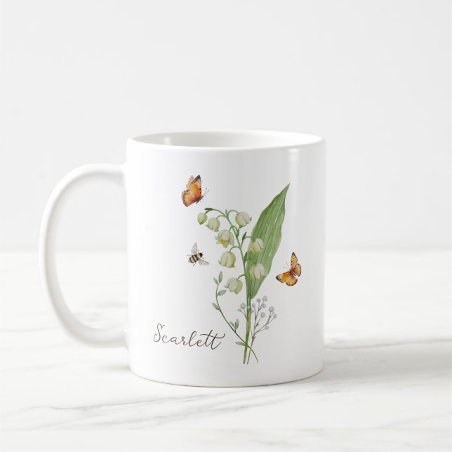 Taza De Café Lily of the Valley Birth Month Flower (Izquierda)