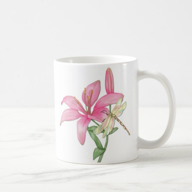 Taza De Café Lily y Dragonfly (Derecha)