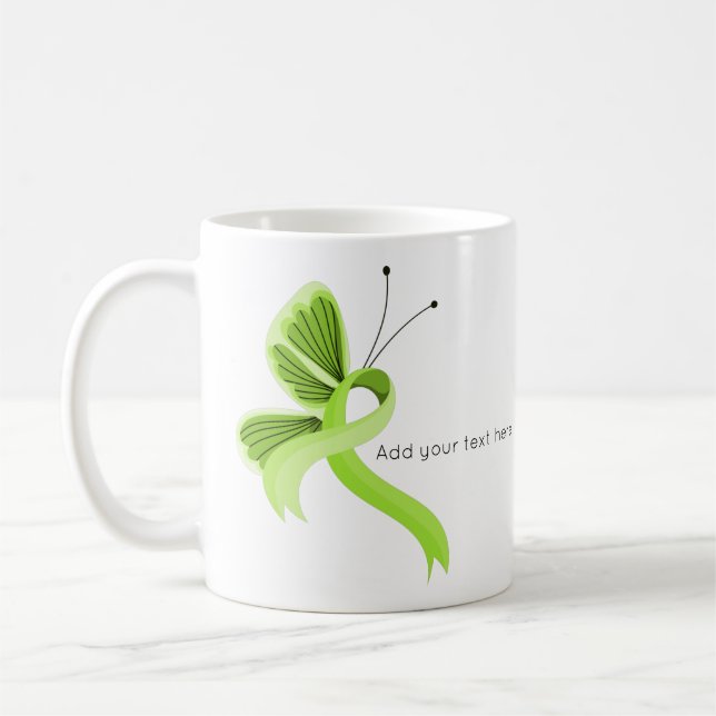 Taza De Café Lime Green Awareness Ribbon Butterfly Coffee Mug (Izquierda)