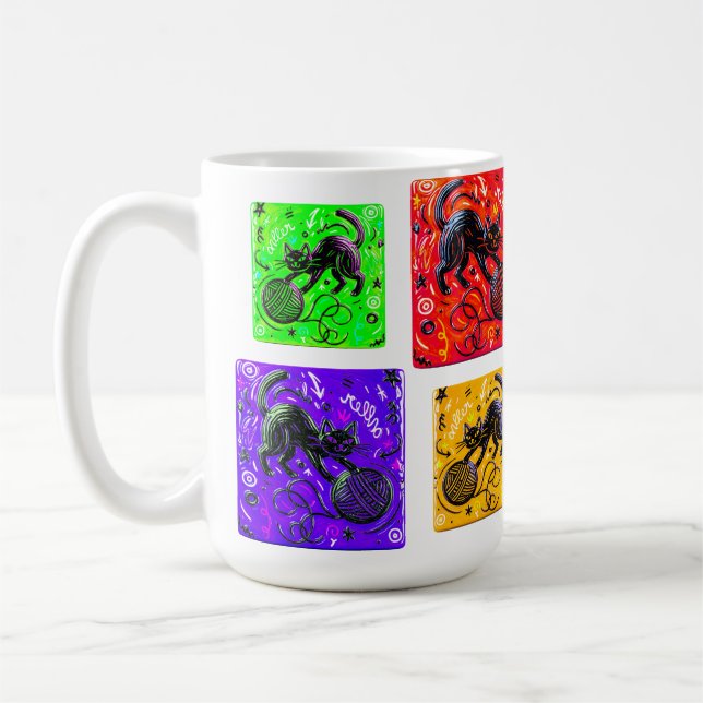 Taza De Café Lime Green Cat Yarn (Izquierda)