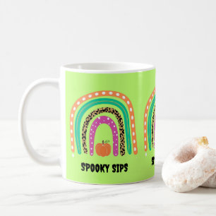 Taza De Café Lime Green Halloween Rainbow Pumpkin espeluznante