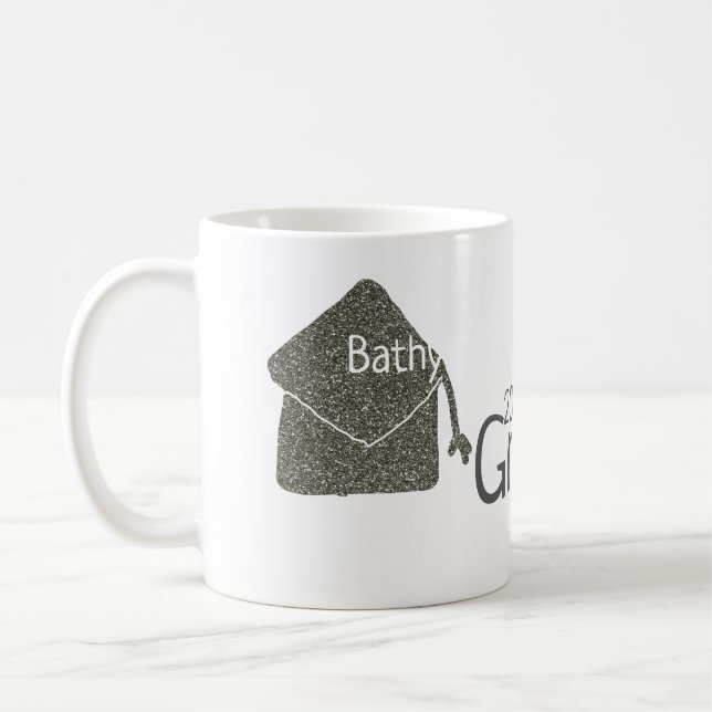 Taza De Café Límite de graduación plateado purpurina añadir nom (Izquierda)