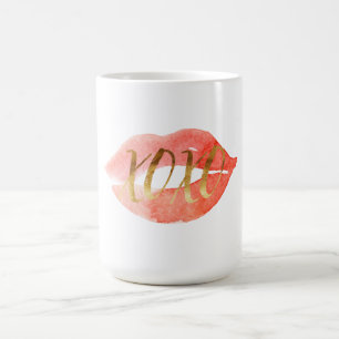 Taza De Café Límites de acuarela XOXO Gold Love