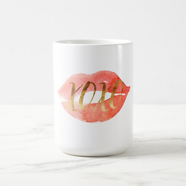 Taza De Café Límites de acuarela XOXO Gold Love (Centro)