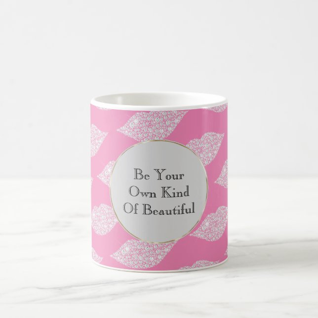 Taza De Café Límites de diamante blanco rosado (Centro)