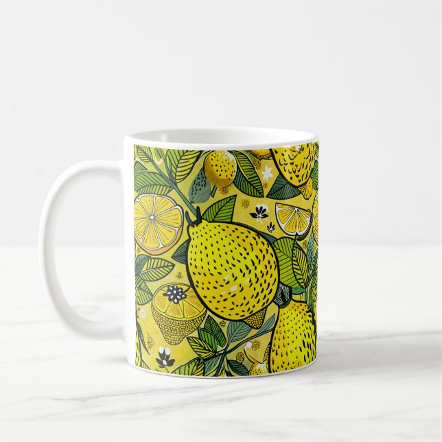 Taza De Café Limón amarillo y jardín de abejas (Izquierda)
