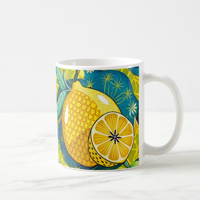 Taza De Café Limón amarillo y jardín de abejas (Derecha)