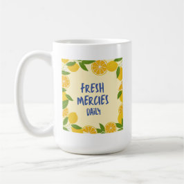 Taza De Café Limon con Gingham Amarillo Cristiano y Letra Azul