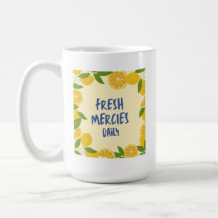 Taza De Café Limon con Gingham Amarillo Cristiano y Letra Azul