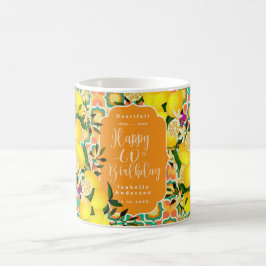 Taza De Café Limon Mediterráneo 60 Cumpleaños Naranja