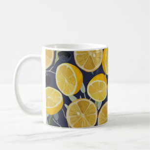 Taza De Café Limón, rama de olivo, cosecha sin costura.