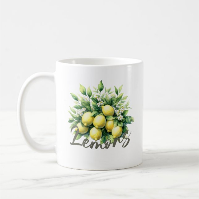 Taza De Café Limones Acuarela Frutas Botánica (Izquierda)