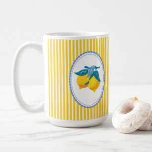 Taza De Café Limones Amarillos Amalfi Estilo Mediterráneo