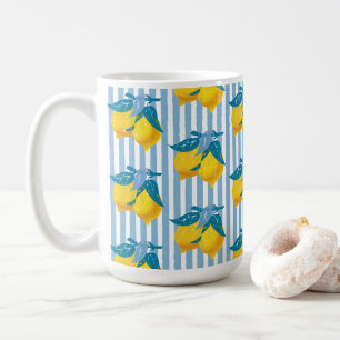 Taza De Café Limones Amarillos Amalfi Estilo Mediterráneo