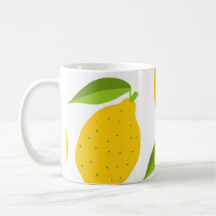 Taza De Café Limones amarillos, patrón artístico sin costura.
