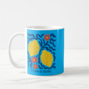 Taza De Café Limones Boho Floral Sole Di Sicilia Viaje Vacacion