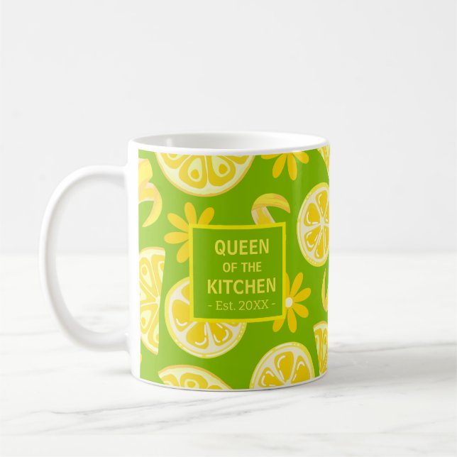 Taza De Café limones citrus limonada chef lindo verde (Izquierda)