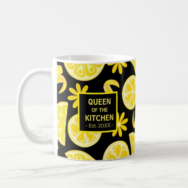 Taza De Café limones citrus limonade chef lindo amarillo negro (Izquierda)