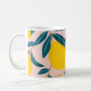 Taza De Café Limones gráficos ilustrados: patrón transparente r