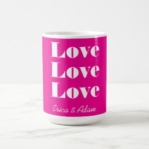 Taza De Café Limpieza blanca simple 3 x Amor Fucsia brillante
