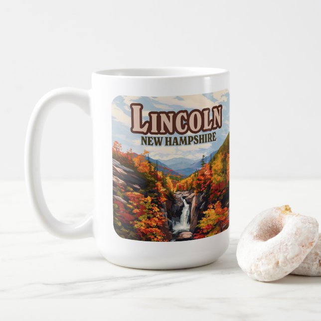 Taza De Café Lincoln New Hampshire Franconia Falls Otoño (Con donut)
