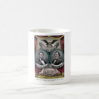 Taza De Café Lincoln y bandera 1864 de la elección de Johnson