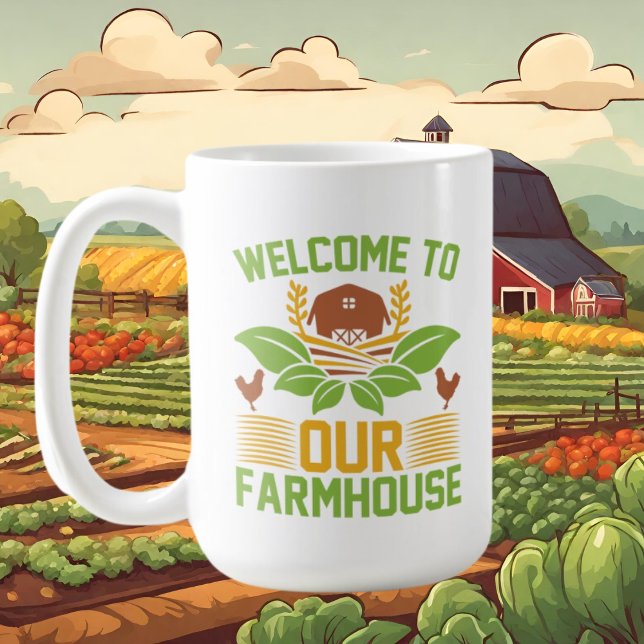 Taza De Café linda bienvenida de Farmhouse agregar nombre de fa (Subido por el creador)
