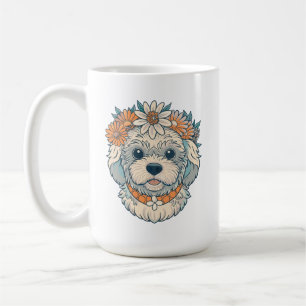 Taza De Café linda-cabeza-maltipoo-perro-con-flores