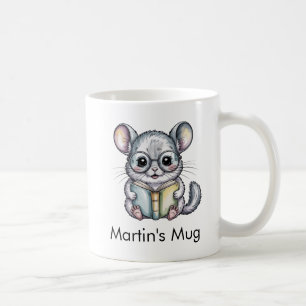 Taza De Café Linda Chinchilla Leyendo Libro Personalizado