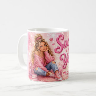 Taza De Café Linda de rosa chica femenina de moda tonta por ti