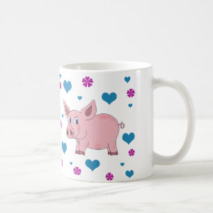 Taza de café linda del cerdo