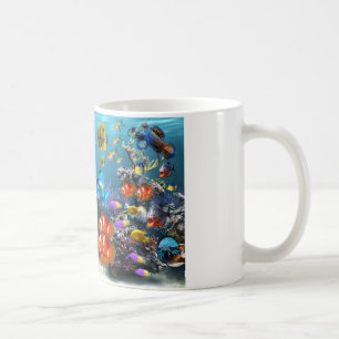 taza de café linda del diseño de los pescados