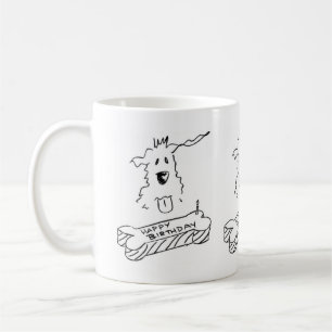 Taza de café linda del feliz cumpleaños del perr