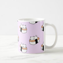 Taza de café linda del gato del sushi