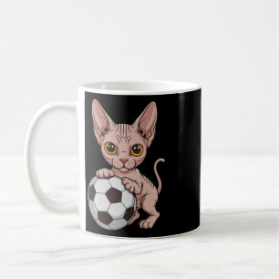 Taza De Café Linda futbolista Sphynx solo chica que ama gatos L