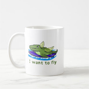 Taza De Café Linda ilustración de fantasía de cocodrilo volador