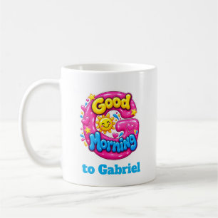 Taza De Café Linda letra G en 3D Buenos días sol