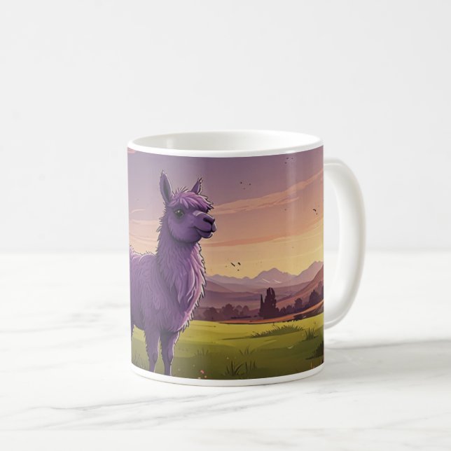 Taza De Café linda llama púrpura bebé tazón de café (Anverso derecho)