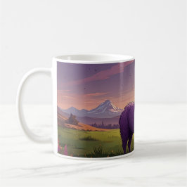 Taza De Café linda llama púrpura bebé tazón de café