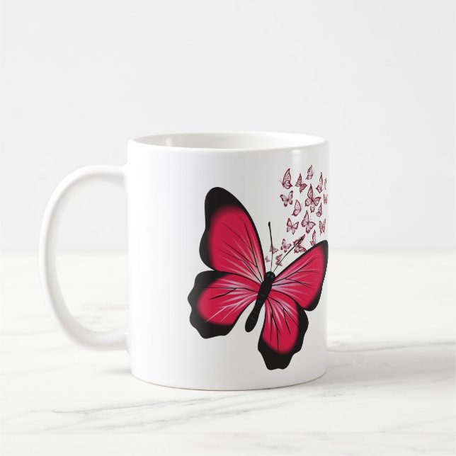 Taza De Café linda mariposa roja (Izquierda)